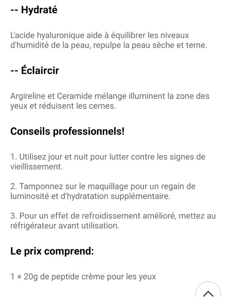 AUQUEST Anti Cerne Skin Care Anti Wrinkle Cream Beauty Tool Peptides