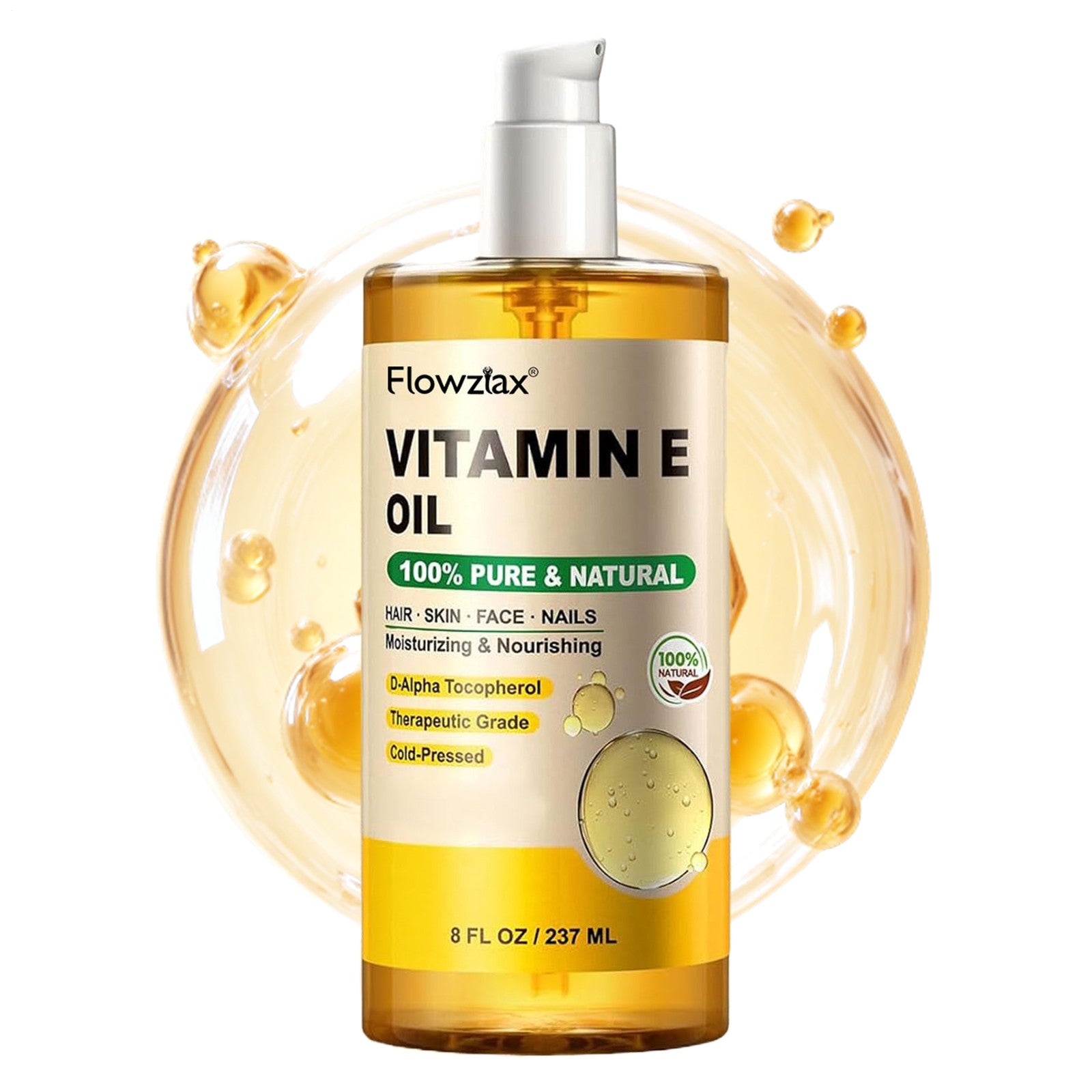 Vitamin E Oil 8 Oz Organic For Skin Perfect Bath And Body Oil Non-Gluten