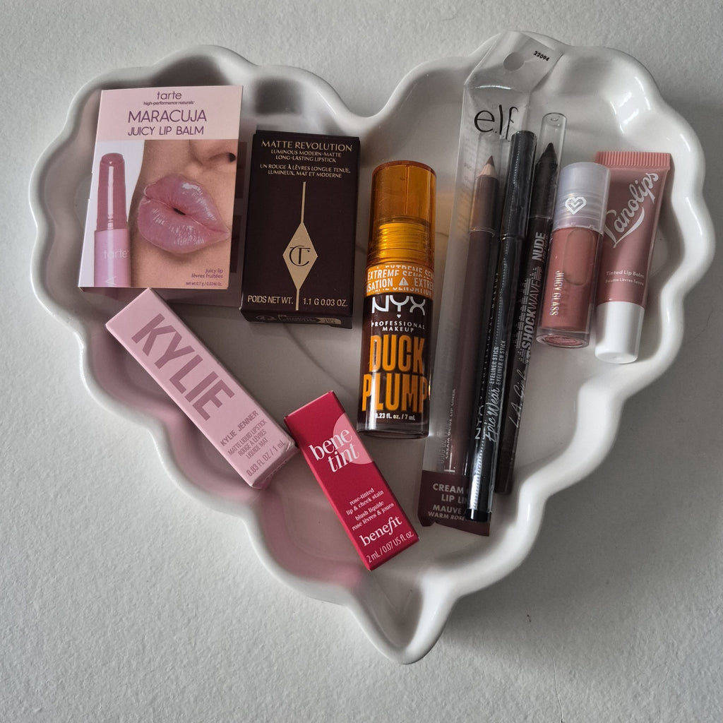 10lips set benefit, tarte, Kylie, NYX, Charlotte Tilbury, elf, LA girl, kaja etc